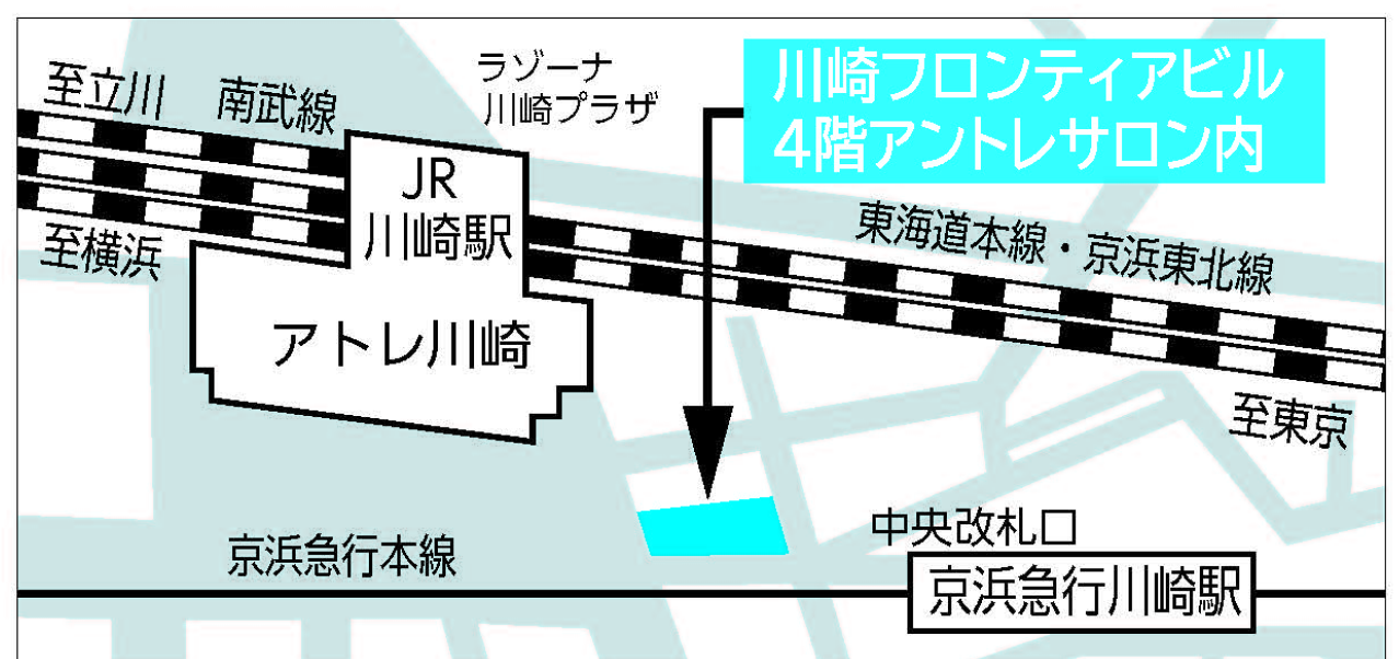 地図　川崎フロンティアビル4階アントレサロン内